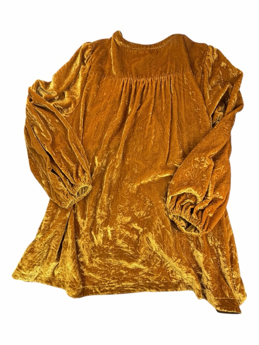 Anthropologie Women’s Long Sleeve Velvet Lace Babydoll Top In Gold Size Large - Picture 6 of 8